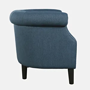 Lily Transitional Contemporary Upholstered Barrel Curved Back Accent Chair With Nailhead Trim