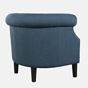 Lily Transitional Contemporary Upholstered Barrel Curved Back Accent Chair With Nailhead Trim