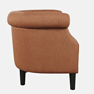 Lily Transitional Contemporary Upholstered Barrel Curved Back Accent Chair With Nailhead Trim