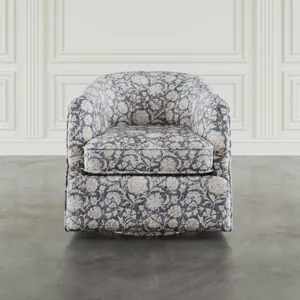 Lottie Modern Cottage Floral Print Upholstered Accent Swivel Chair
