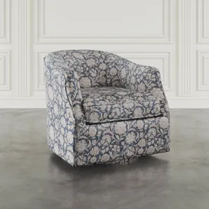 Lottie Modern Cottage Floral Print Upholstered Accent Swivel Chair