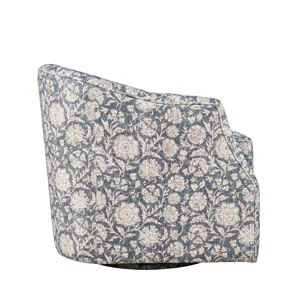 Lottie Modern Cottage Floral Print Upholstered Accent Swivel Chair