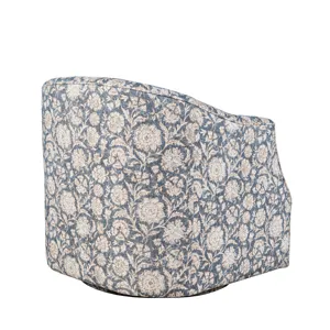 Lottie Modern Cottage Floral Print Upholstered Accent Swivel Chair