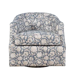 Lottie Modern Cottage Floral Print Upholstered Accent Swivel Chair