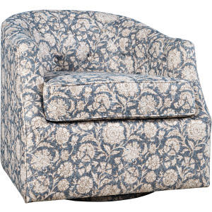 Lottie Modern Cottage Floral Print Upholstered Accent Swivel Chair