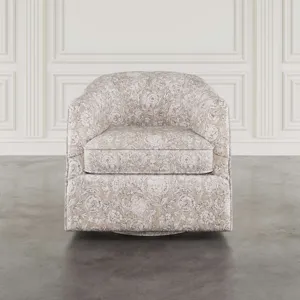 Lottie Modern Cottage Floral Print Upholstered Accent Swivel Chair