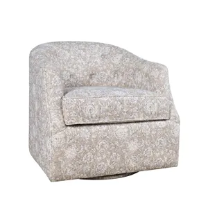 Lottie Modern Cottage Floral Print Upholstered Accent Swivel Chair
