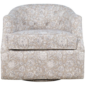 Lottie Modern Cottage Floral Print Upholstered Accent Swivel Chair