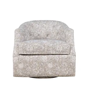 Lottie Modern Cottage Floral Print Upholstered Accent Swivel Chair