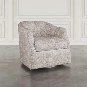 Lottie Modern Cottage Floral Print Upholstered Accent Swivel Chair
