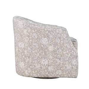 Lottie Modern Cottage Floral Print Upholstered Accent Swivel Chair