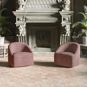 Lulu Mid-Century Modern Upholstered Casual Swivel Accent Chair