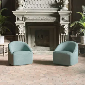 Lulu Mid-Century Modern Upholstered Casual Swivel Accent Chair