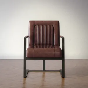 Maguire Modern Industrial Genuine Leather Sled Chair