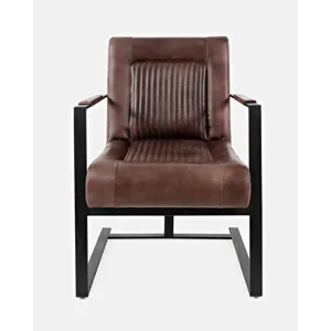 Maguire Modern Industrial Genuine Leather Sled Chair