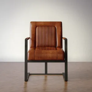 Maguire Modern Industrial Genuine Leather Sled Chair