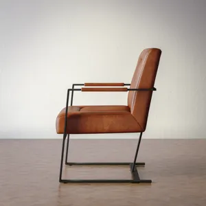 Maguire Modern Industrial Genuine Leather Sled Chair