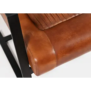 Maguire Modern Industrial Genuine Leather Sled Chair