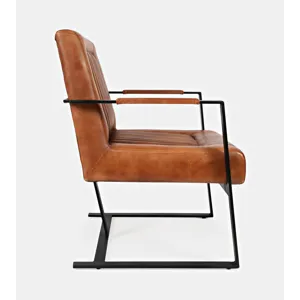 Maguire Modern Industrial Genuine Leather Sled Chair