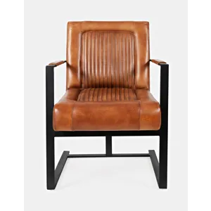 Maguire Modern Industrial Genuine Leather Sled Chair