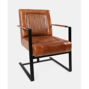 Maguire Modern Industrial Genuine Leather Sled Chair