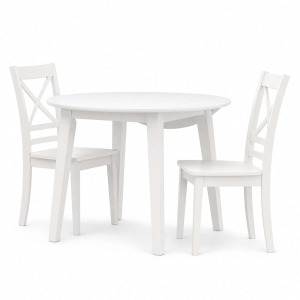 Simplicity 3-Piece Solid Wood Drop-Leaf Extension Dining Set With X-Back Chairs