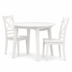 Simplicity 3-Piece Solid Wood Drop-Leaf Extension Dining Set With X-Back Chairs