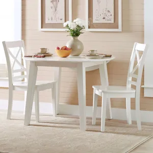Simplicity 3-Piece Solid Wood Drop-Leaf Extension Dining Set With X-Back Chairs