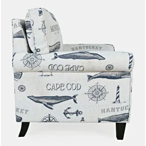 Seafarer Coastal Nantucket Cape Nautical Upholstered Accent Chair