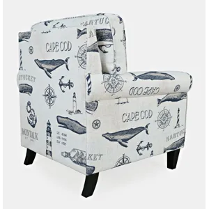 Seafarer Coastal Nantucket Cape Nautical Upholstered Accent Chair