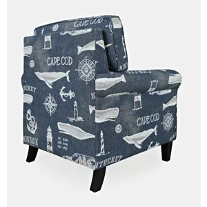 Seafarer Coastal Nantucket Cape Nautical Upholstered Accent Chair