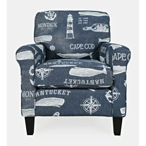 Seafarer Coastal Nantucket Cape Nautical Upholstered Accent Chair
