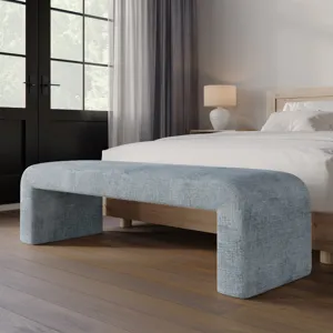 Sophia Modern Luxury Curved Upholstered Waterfall Jacquard Bench Large