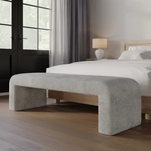 Sophia Modern Luxury Curved Upholstered Waterfall Jacquard Bench Large