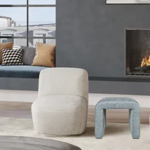 Sophia Modern Luxury Curved Upholstered Waterfall Jacquard Petite Ottoman Bench Set Of 2