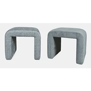 Sophia Modern Luxury Curved Upholstered Waterfall Jacquard Petite Ottoman Bench Set Of 2