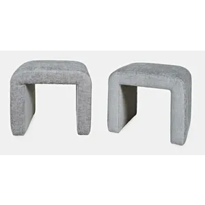 Sophia Modern Luxury Curved Upholstered Waterfall Jacquard Petite Ottoman Bench Set Of 2