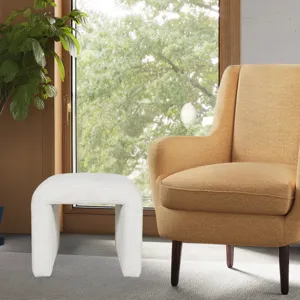 Sophia Modern Luxury Curved Upholstered Waterfall Jacquard Petite Ottoman Bench Set Of 2