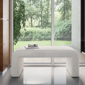 Sophia Modern Luxury Curved Upholstered Waterfall Jacquard Bench Small