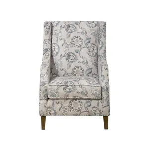Westbrook Paisley Fabric Transitional Upholstered Accent Chair With Nailhead Trim