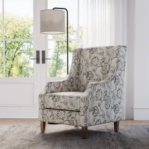 Westbrook Paisley Fabric Transitional Upholstered Accent Chair With Nailhead Trim
