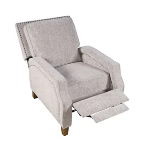 York Modern Transitional Linen Upholstered Recliner Accent Chair With Nailhead Trim