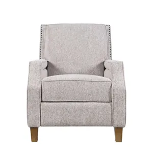 York Modern Transitional Linen Upholstered Recliner Accent Chair With Nailhead Trim