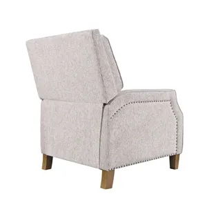 York Modern Transitional Linen Upholstered Recliner Accent Chair With Nailhead Trim