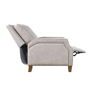 York Modern Transitional Linen Upholstered Recliner Accent Chair With Nailhead Trim