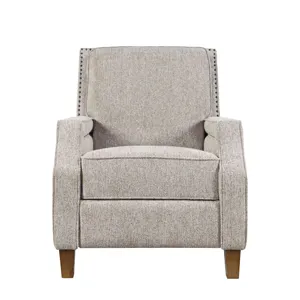 York Modern Transitional Linen Upholstered Recliner Accent Chair With Nailhead Trim