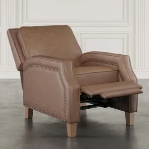 York Push Back Upholstered Recliner Accent Chair With Nailhead Trim