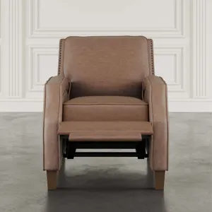 York Push Back Upholstered Recliner Accent Chair With Nailhead Trim