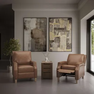 York Push Back Upholstered Recliner Accent Chair With Nailhead Trim