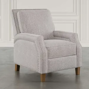 York Modern Transitional Linen Upholstered Recliner Accent Chair With Nailhead Trim
